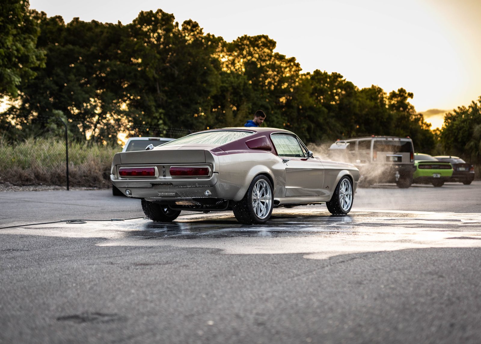 Silver classic muscle car kept pristine with a monthly maintenance plan paired with ceramic coating in Baltimore