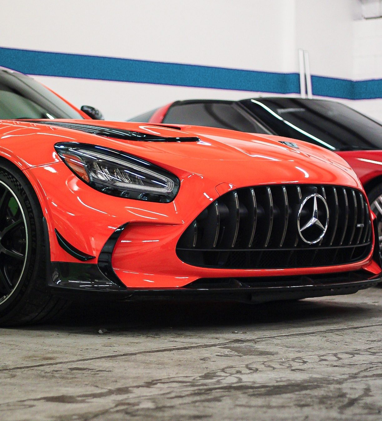 Full exterior detail on a black Mercedes-AMG GT