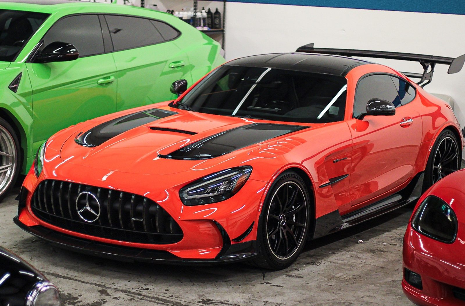 Gloss-black Mercedes-AMG GT getting a full mobile detail at a Baltimore-area location