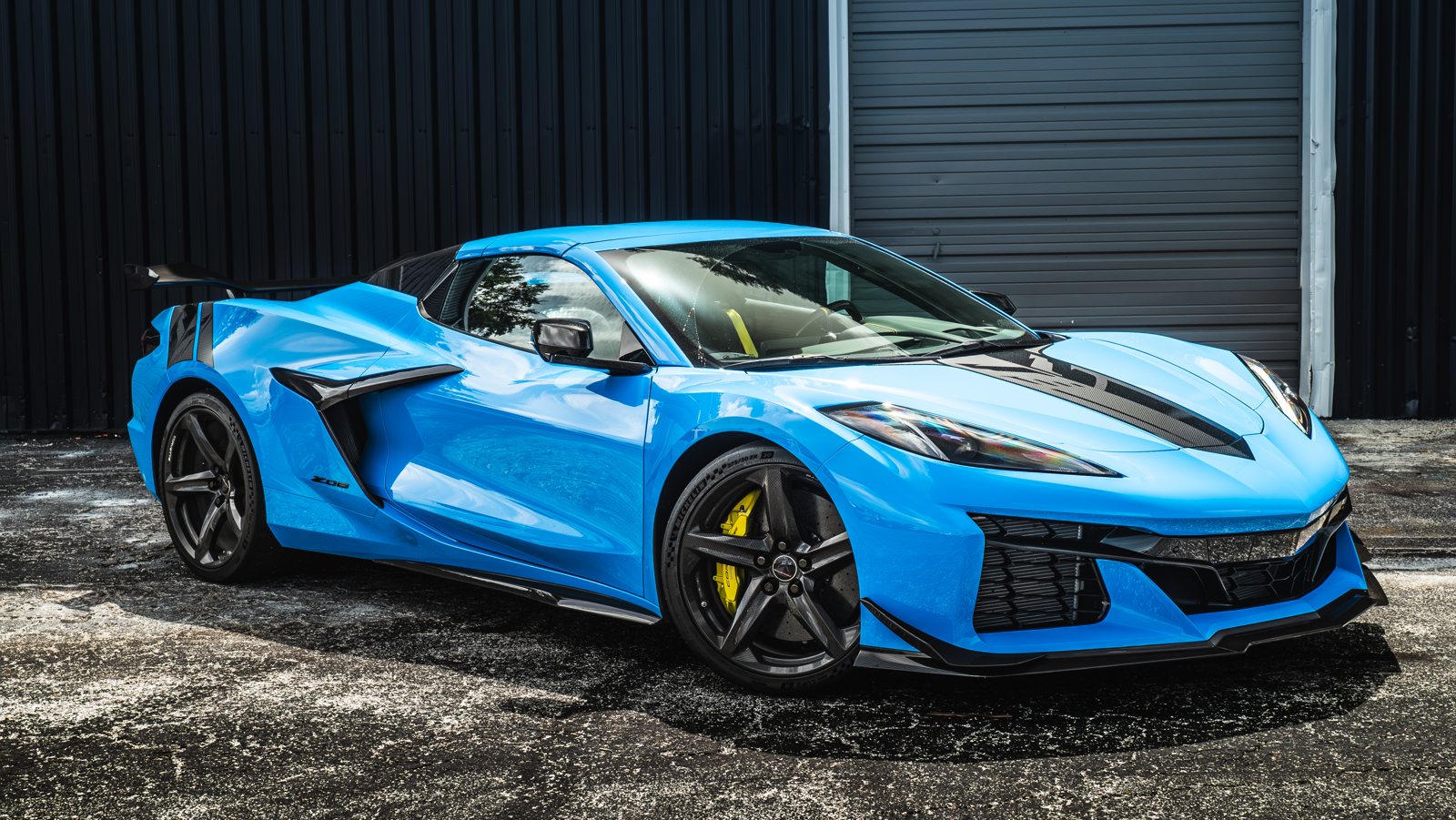 Blue Corvette Z06 after full interior car detailing in Baltimore