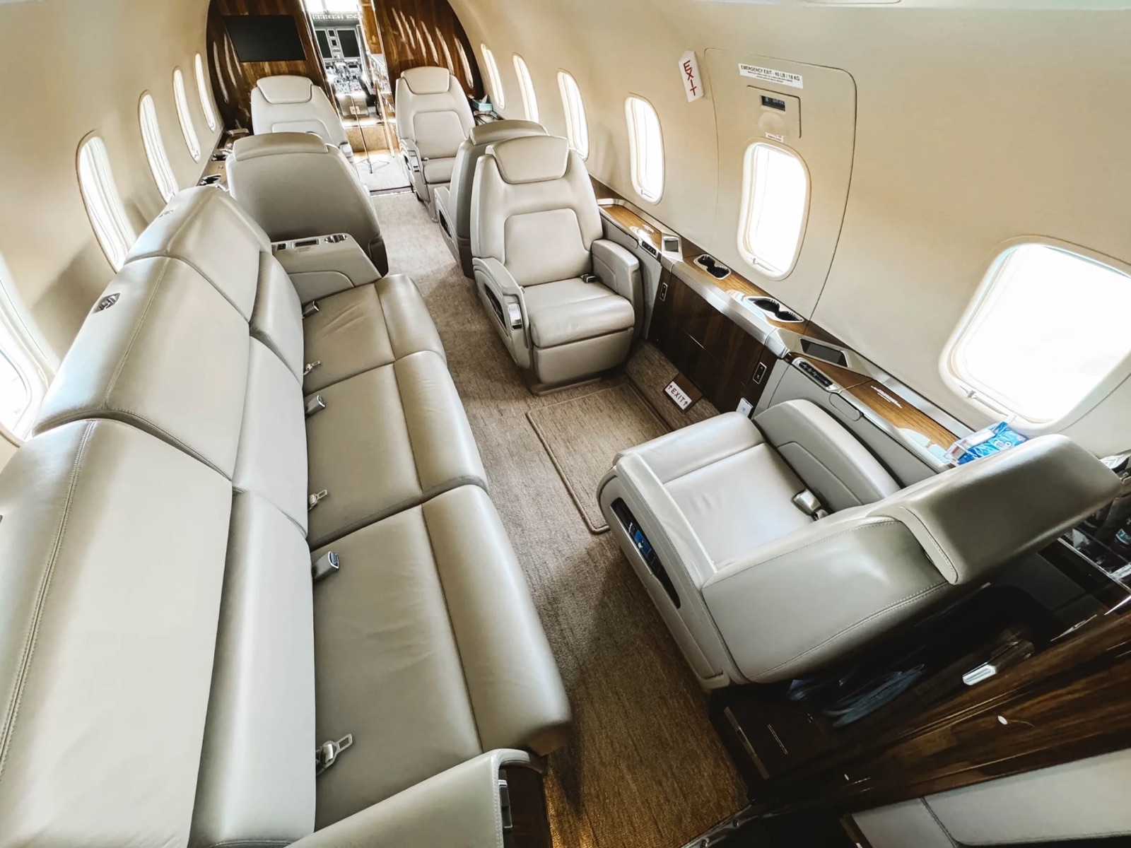 Private jet interior deep cleaning in Baltimore by Obsidian Detail Studios